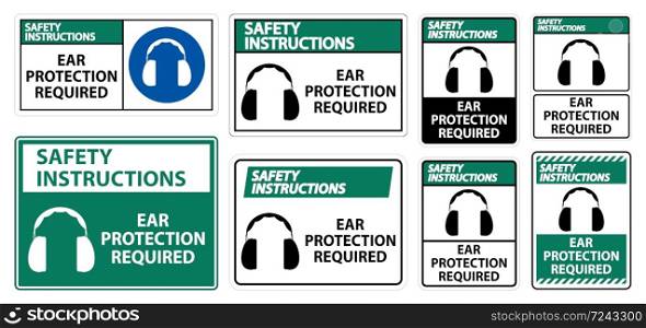 Safety Instructions Ear Protection Required Symbol Sign Isolate on transparent Background,Vector Illustration