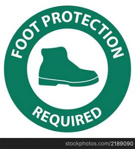 Safety instructions Foot Protection Required Wall Sign on white background