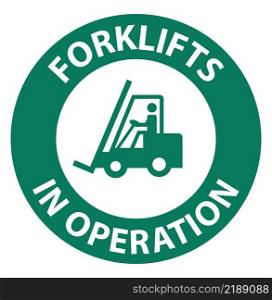 Safety instructions forklifts in operation Sign on white background