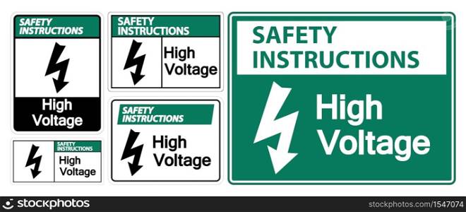 Safety Instructions High voltage Sign Isolate On White Background,Vector Illustration EPS.10