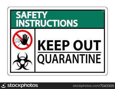 Safety Instructions Keep Out Quarantine Sign Isolated On White Background,Vector Illustration EPS.10