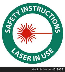 Safety instructions Laser In Use Symbol Sign On White Background