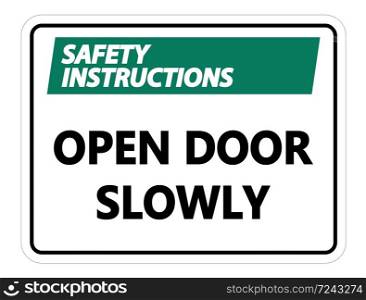 Safety instructions Open Door Slowly Wall Sign on white background,vector illustration