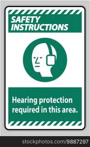 Safety Instructions PPE Sign Hearing Protection Required In This Area with Symbol 