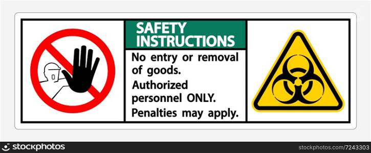 Safety Instructions Quarantine Holding Area Sign Isolated On White Background,Vector Illustration EPS.10