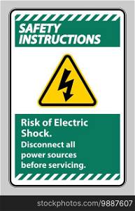 Safety instructions Risk of electric shock Symbol Sign Isolate on White Background