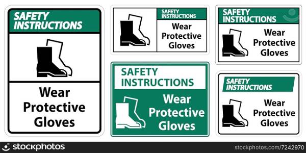 Safety Instructions Wear protective footwear sign on transparent background