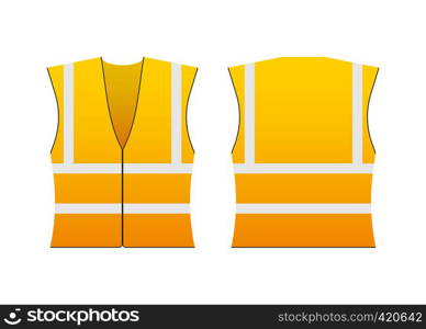 Safety jacket security. Yellow work uniform with reflective stripes. Vector stock illustration. Safety jacket security. Yellow work uniform with reflective stripes. Vector stock illustration.