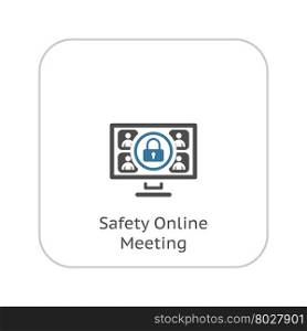 Safety Online Meeting Icon. Flat Design.. Safety Online Meeting Icon. Flat Design. Business Concept Isolated Illustration.