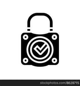 safety padlock glyph icon vector. safety padlock sign. isolated symbol illustration. safety padlock glyph icon vector illustration