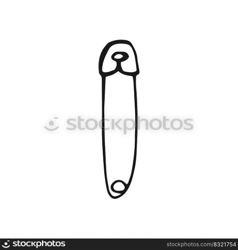 Safety pin. Hand drawn illustration converted to vector.