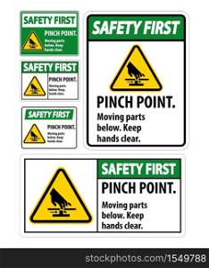 Safety Pinch Point, Moving Parts Below, Keep Hands Clear Symbol Sign Isolate on White Background,Vector Illustration EPS.10