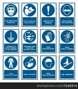 Safety PPE Must Be Worn Sign Isolate On White Background,Vector Illustration