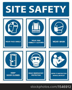 Safety PPE Must Be Worn Sign Isolate On White Background,Vector Illustration EPS.10