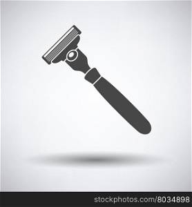 Safety razor icon on gray background, round shadow. Vector illustration.