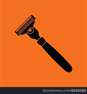 Safety razor icon. Orange background with black. Vector illustration.
