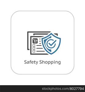 Safety Shopping Icon. Flat Design.. Safety Shopping Icon. Flat Design. Business Concept Isolated Illustration.