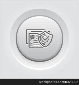 Safety Shopping Icon.. Safety Shopping Icon. Flat Design. Business Concept Grey Button Design