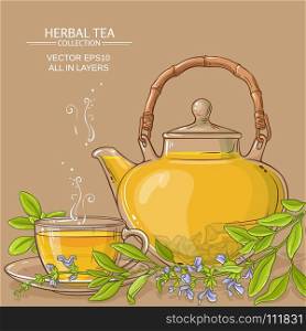 sage tea illustration. sage tea vector illustration on color background