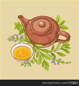 sage tea illustration. sage tea vector illustration on color background