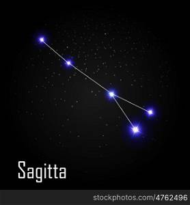 Sagitta Constellation with Beautiful Bright Stars on the Background of Cosmic Sky Vector Illustration EPS10. Sagitta Constellation with Beautiful Bright Stars on the Backgro
