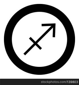Sagittarius symbol zodiac icon black color in round circle vector illustration