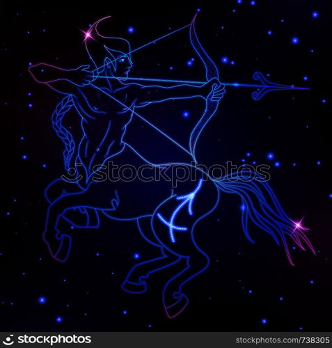 Sagittarius zodiac sign, horoscope symbol, vector illustration