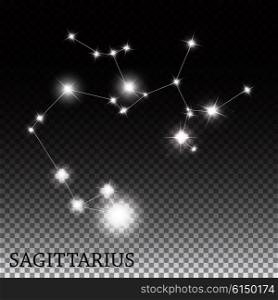 Sagittarius Zodiac Sign of the Beautiful Bright Stars Vector Illustration EPS10. Sagittarius Zodiac Sign of the Beautiful Bright Stars Vector Ill
