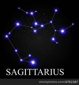Sagittarius Zodiac Sign with Beautiful Bright Stars on the Background of Cosmic Sky Vector Illustration EPS10. Sagittarius Zodiac Sign with Beautiful Bright Stars on the Backg