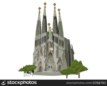 Sagrada familia church, Barcelona, vector illustration