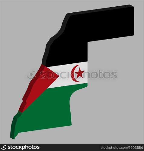Sahrawi Arab Democratic Republic map flag vector 3D.. Sahrawi Arab Democratic Republic map flag vector 3D