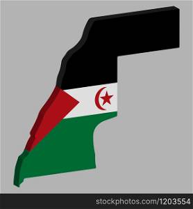 Sahrawi Arab Democratic Republic map flag vector 3D.. Sahrawi Arab Democratic Republic map flag vector 3D