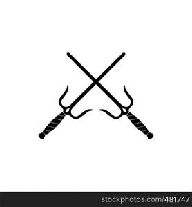 Sai weapon black simple icon isolated on white background. Sai weapon black simple icon