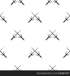Sai weapon pattern seamless background in flat style repeat vector illustration. Sai weapon pattern seamless