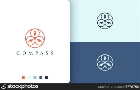 sail or navigation logo vector design with simple and modern compass shape