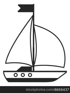 Sail ship icon. Cute little yacht. Boat toy isolated on white background. Sail ship icon. Cute little yacht. Boat toy