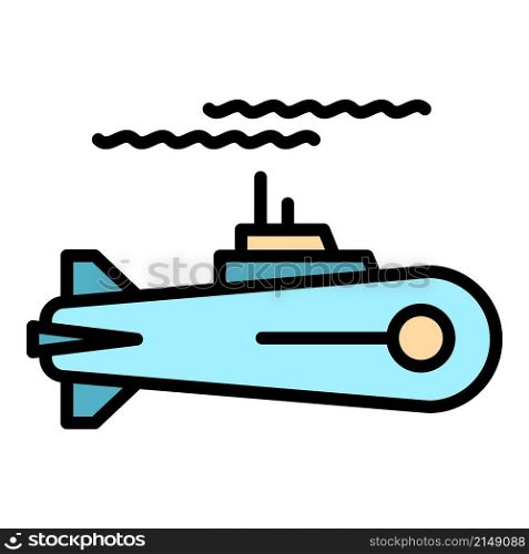 Sail submarine icon. Outline sail submarine vector icon color flat isolated. Sail submarine icon color outline vector