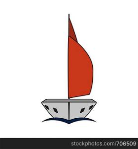 Sail Yacht Icon. Outline With Color Fill Design. Vector Illustration.