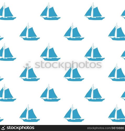 Sailboat seamless pattern, vector illustration. Silhouette flat style, for for fabric, textile, wallpaper, wrapping. Sailboat seamless pattern, vector illustration