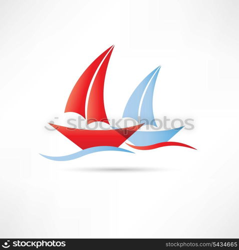 sailboats in the sea icon