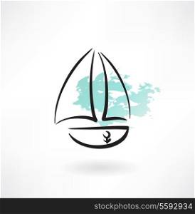 sailfish boat grunge icon