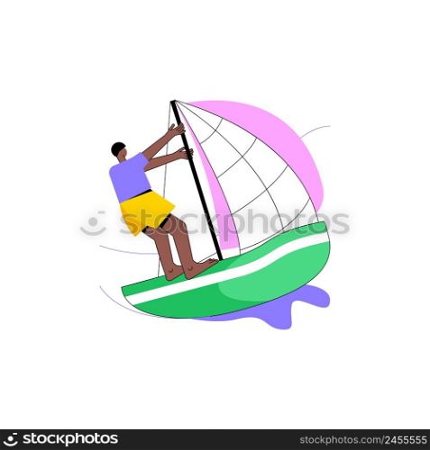 Sailing abstract concept vector illustration. Sailing boat, water sport, yacht club, summer adventure, romantic trip, competition winner, sea island, ocean navigation, transport abstract metaphor.. Sailing abstract concept vector illustration.