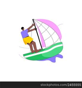 Sailing abstract concept vector illustration. Sailing boat, water sport, yacht club, summer adventure, romantic trip, competition winner, sea island, ocean navigation, transport abstract metaphor.. Sailing abstract concept vector illustration.