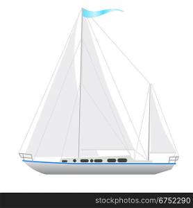 Sailing boat floating. Vector illustration.