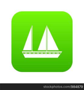 Sailing boat icon digital green for any design isolated on white vector illustration. Sailing boat icon digital green