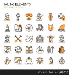 Sailing Elements , Thin Line and Pixel Perfect Icons