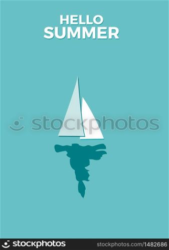 Sailing ship. Design template for Brochure, Flyer or Depliant for business purposes. Vector summer background