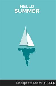 Sailing ship. Design template for Brochure, Flyer or Depliant for business purposes. Vector summer background