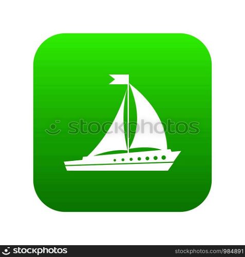 Sailing ship icon digital green for any design isolated on white vector illustration. Sailing ship icon digital green