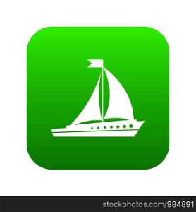 Sailing ship icon digital green for any design isolated on white vector illustration. Sailing ship icon digital green